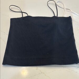 Black and White Ribbed Women's Tops